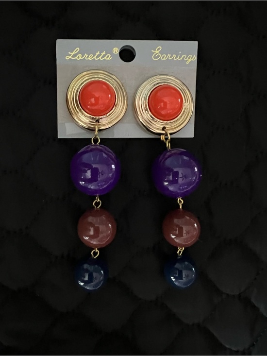 loretta Jewelry - Multicolor Drop Earrings - Purple, Red, Brown, Blue